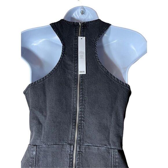 ASOS Denim Racer Dress In Washed Black 0 - Picture 5 of 10